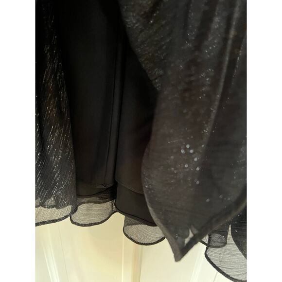 Halogen Metallic Sparkle Release Pleated Black Midi Skirt Women's S NYE Glam - Picture 7 of 11